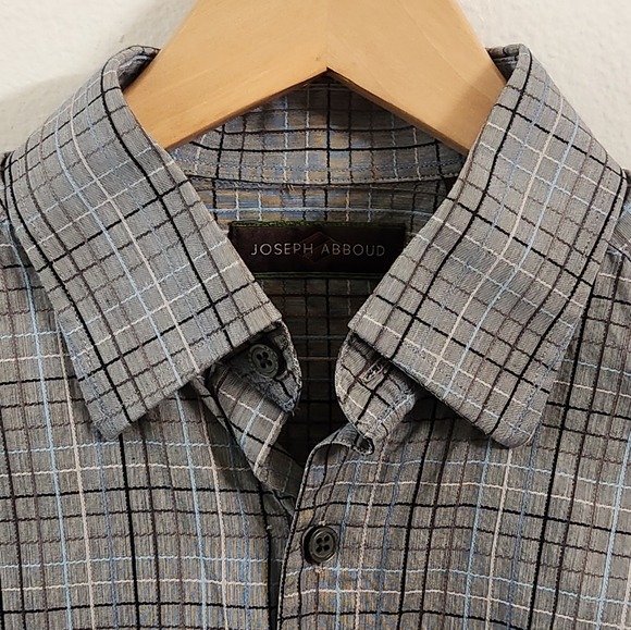 Joseph Abboud Men's‎ Gray Plaid Button-down Long Sleeve Shirt Casual Size Small - Picture 3 of 7